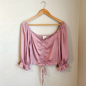 She+Sky 100% Polyester Blush Bohemian Chic Crop Top, Size Large